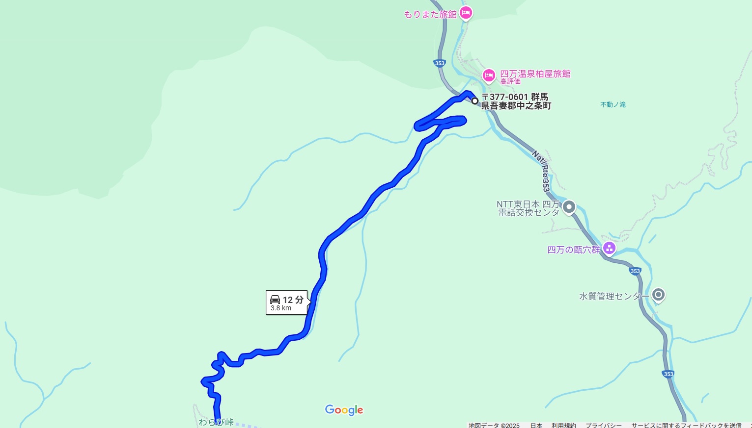 高田山林道の地図