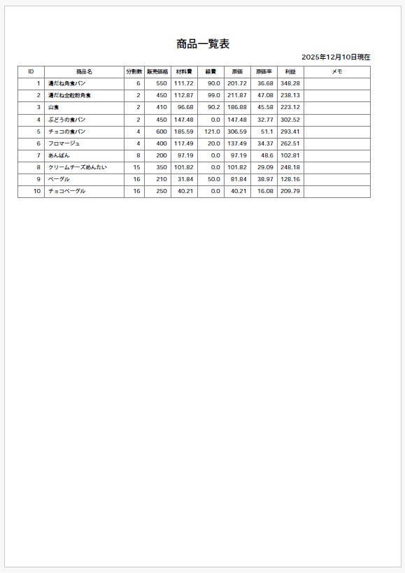 「商品」画面のイメージ