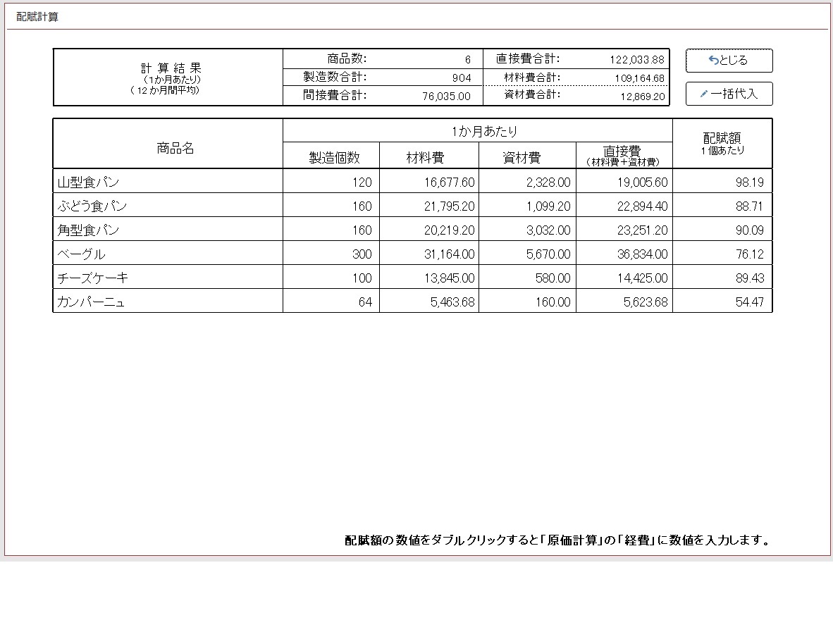 配賦計算画面