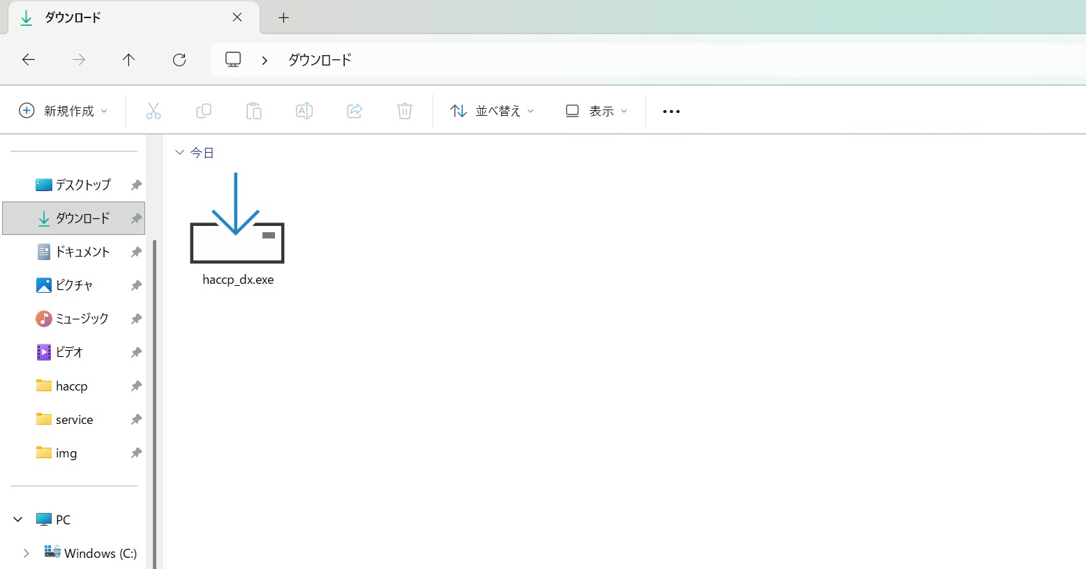 実行ファイル「haccp_dx.exe」