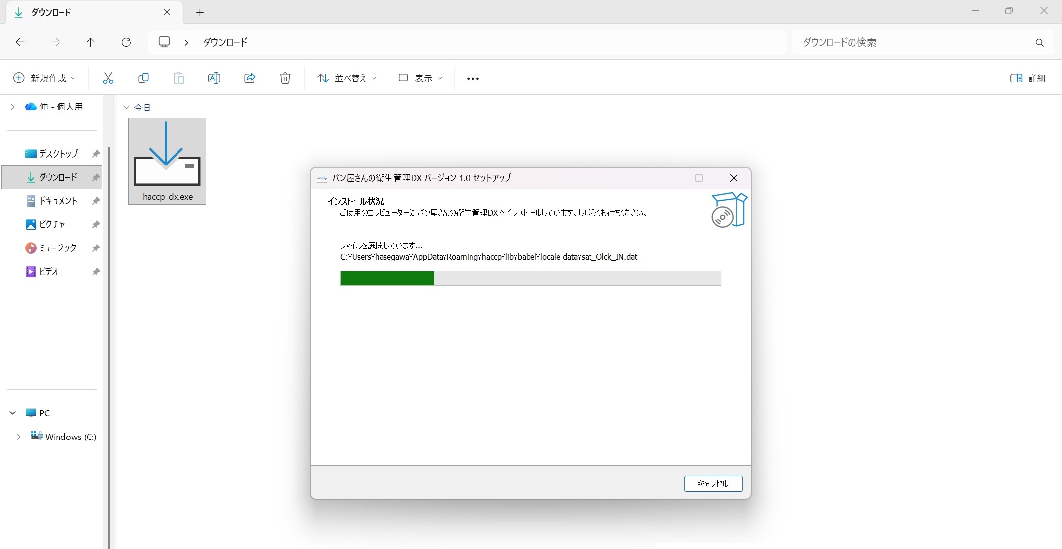 [インストール状況]画面