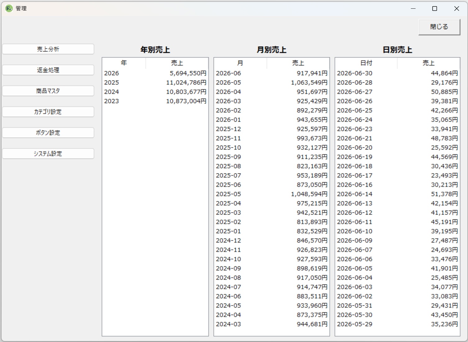 《管理》画面のイメージ